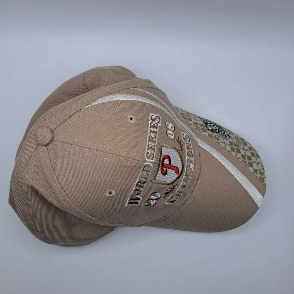 2008 Nike Philadelphia Phillies World Series Champions Hat Cap Tan White EUC‎